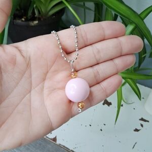 2/$15 Chic Pink and Gold Beaded Pendant Necklace